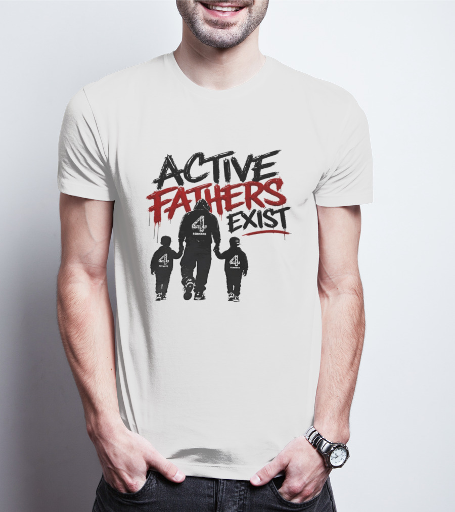 Active Fathers Exist Man Two Boys Walking Holding Hands T-Shirt