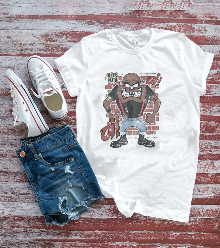 After Death Oi Distressed Skinhead Taz Suspenders Brick Wall T-Shirt