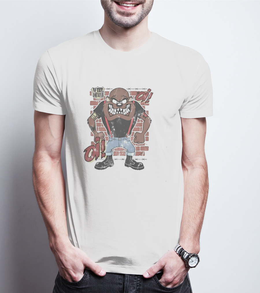 After Death Oi Distressed Skinhead Taz Suspenders Brick Wall T-Shirt