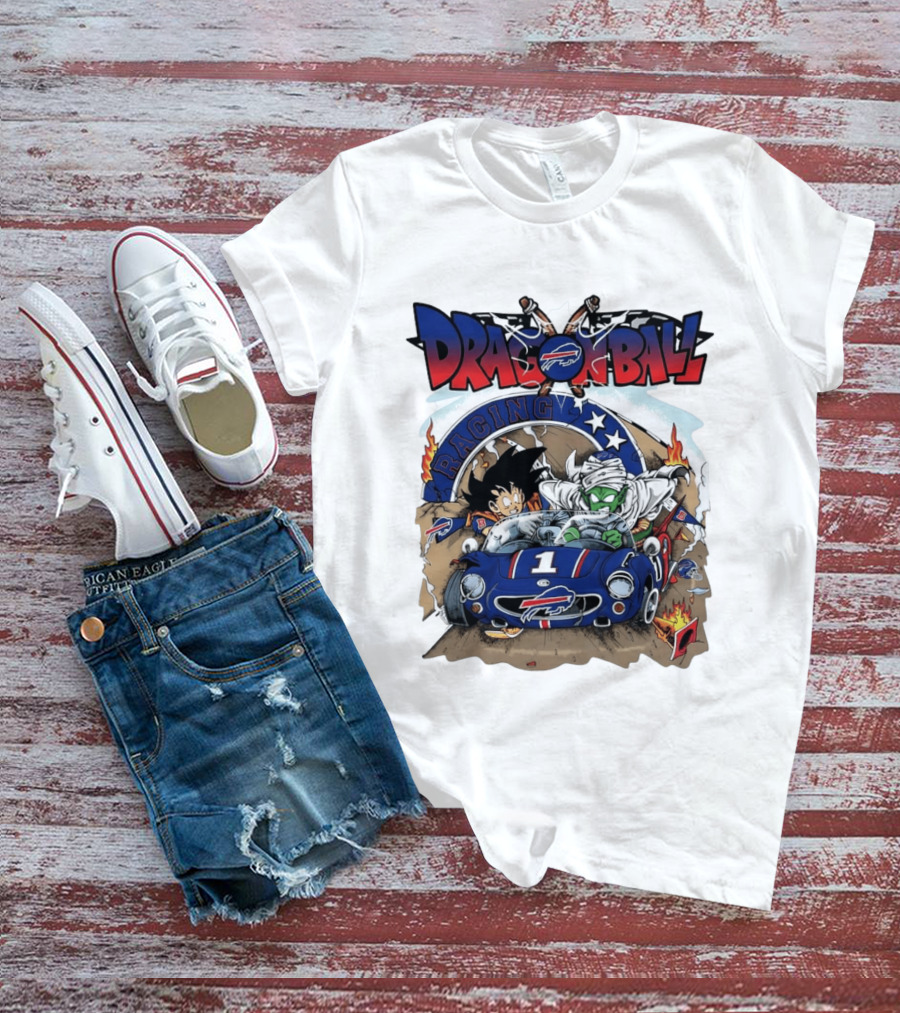 Buffalo Bills Dragon Ball Racing Goku Piccolo Driving Blue Car T-Shirt