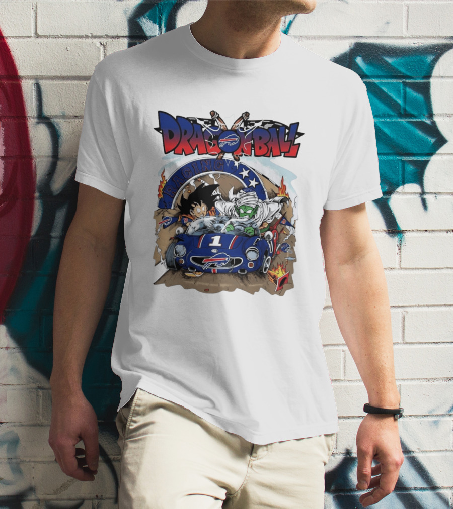 Buffalo Bills Dragon Ball Racing Goku Piccolo Driving Blue Car T-Shirt