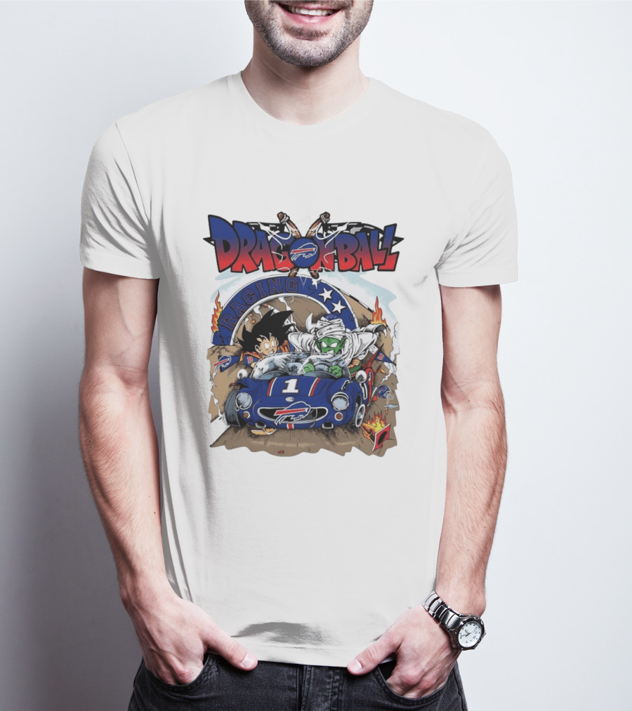 Buffalo Bills Dragon Ball Racing Goku Piccolo Driving Blue Car T-Shirt