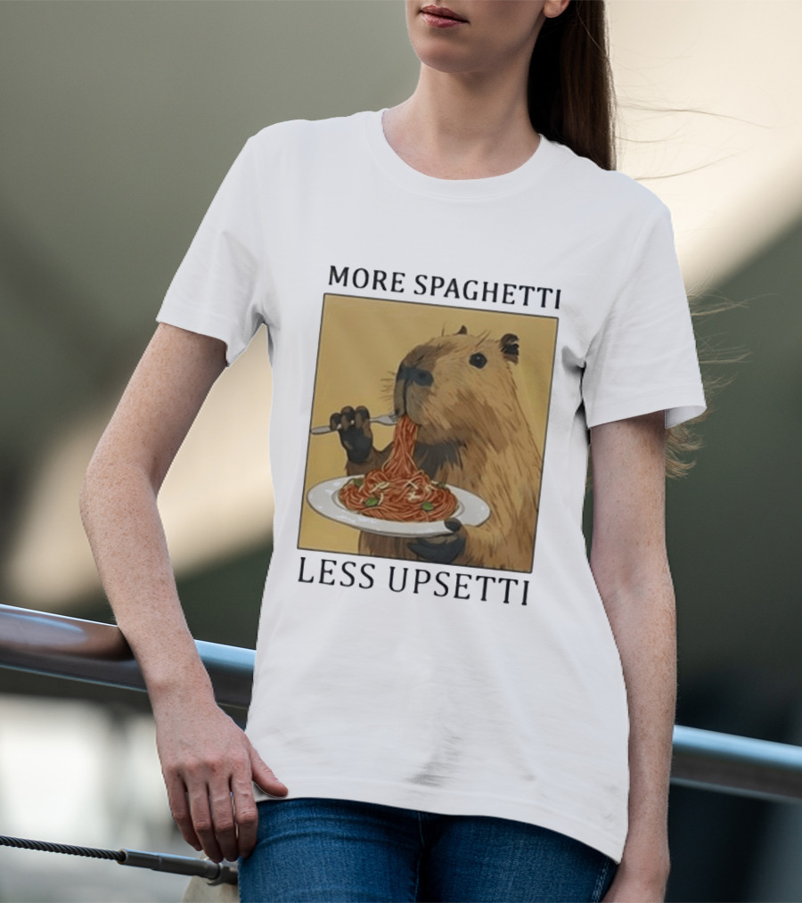 Capybara Eating Spaghetti More Spaghetti Less Upsetti T-Shirt