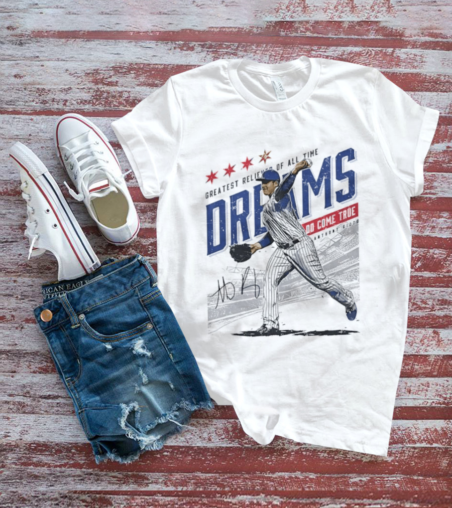 Chicago Cubs Greatest Reliever Of All Time Dreams Do Come True Anthony Rizzo Pitching Stadium Halftone T-Shirt