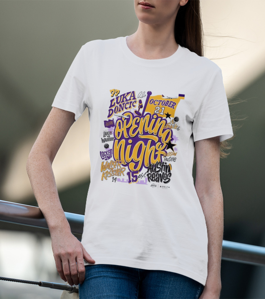 Los Angeles Lakers Luka Doncic Opening Night October 21 Walker Kessler Austin Reaves T-Shirt