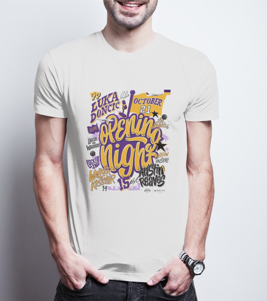 Los Angeles Lakers Luka Doncic Opening Night October 21 Walker Kessler Austin Reaves T-Shirt