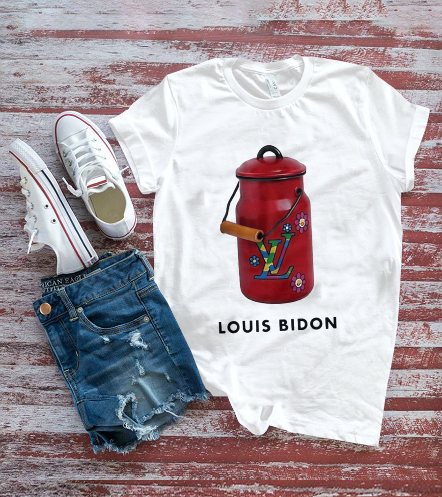 Louis Bidon Milk Jug Red Enamel Rainbow Monogram Flowers T-Shirt