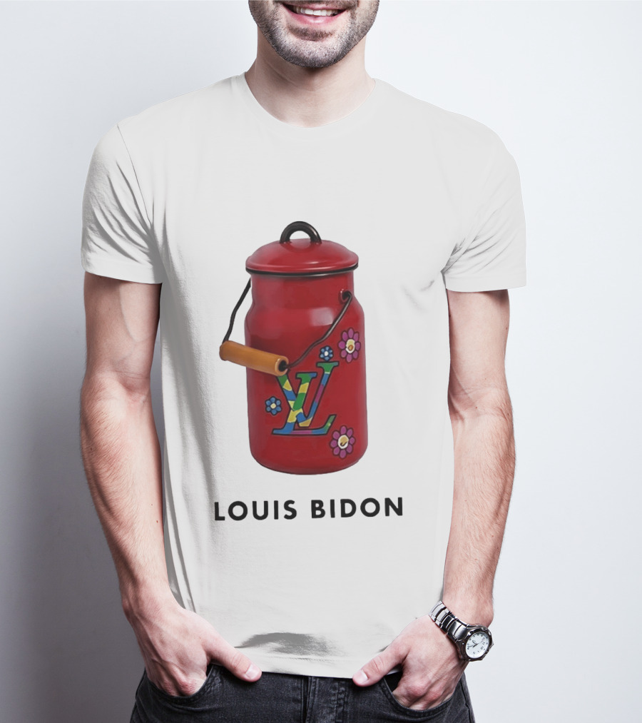 Louis Bidon Milk Jug Red Enamel Rainbow Monogram Flowers T-Shirt