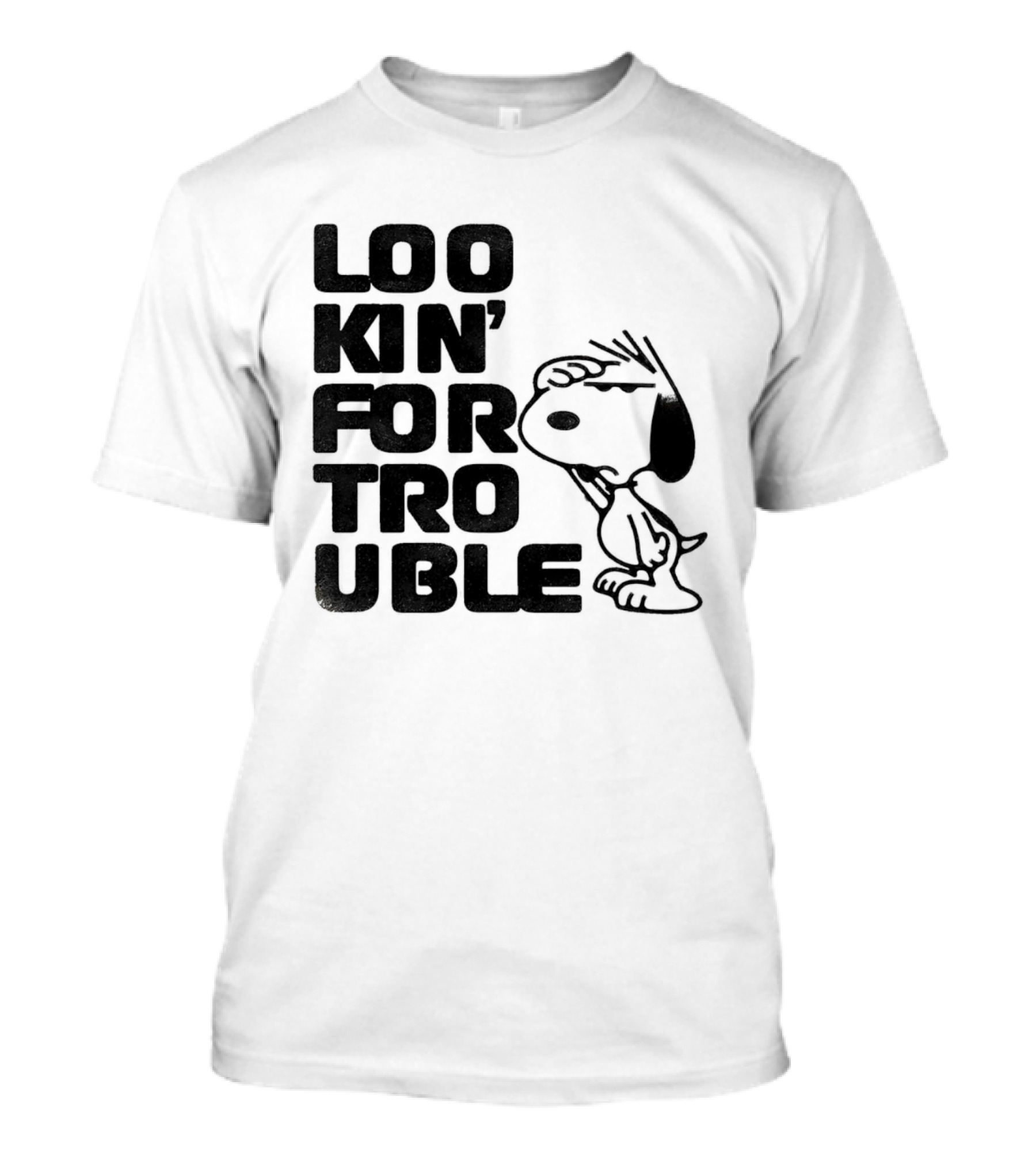 Peanuts Snoopy Lookin' For Trouble Hand Over Eye Distressed T-Shirt
