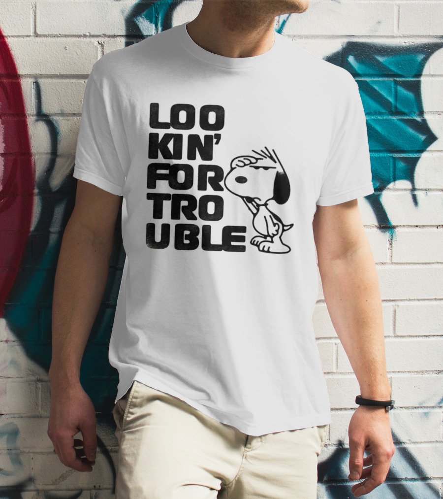 Peanuts Snoopy Lookin' For Trouble Hand Over Eye Distressed T-Shirt