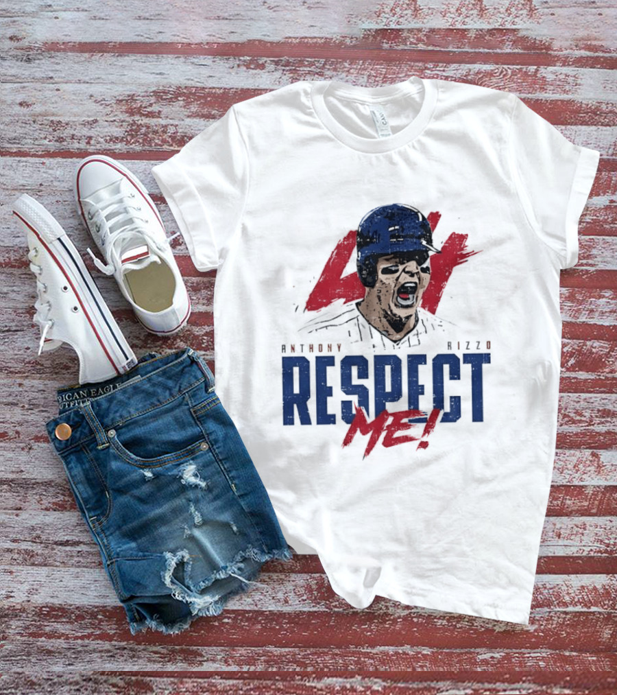 Anthony Rizzo Respect Me Screaming Baseball Player Distressed 44 Red T-Shirt