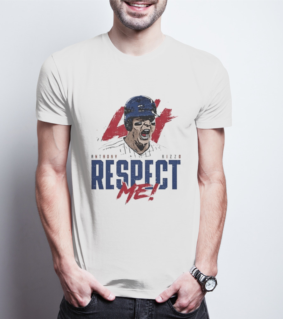 Anthony Rizzo Respect Me Screaming Baseball Player Distressed 44 Red T-Shirt