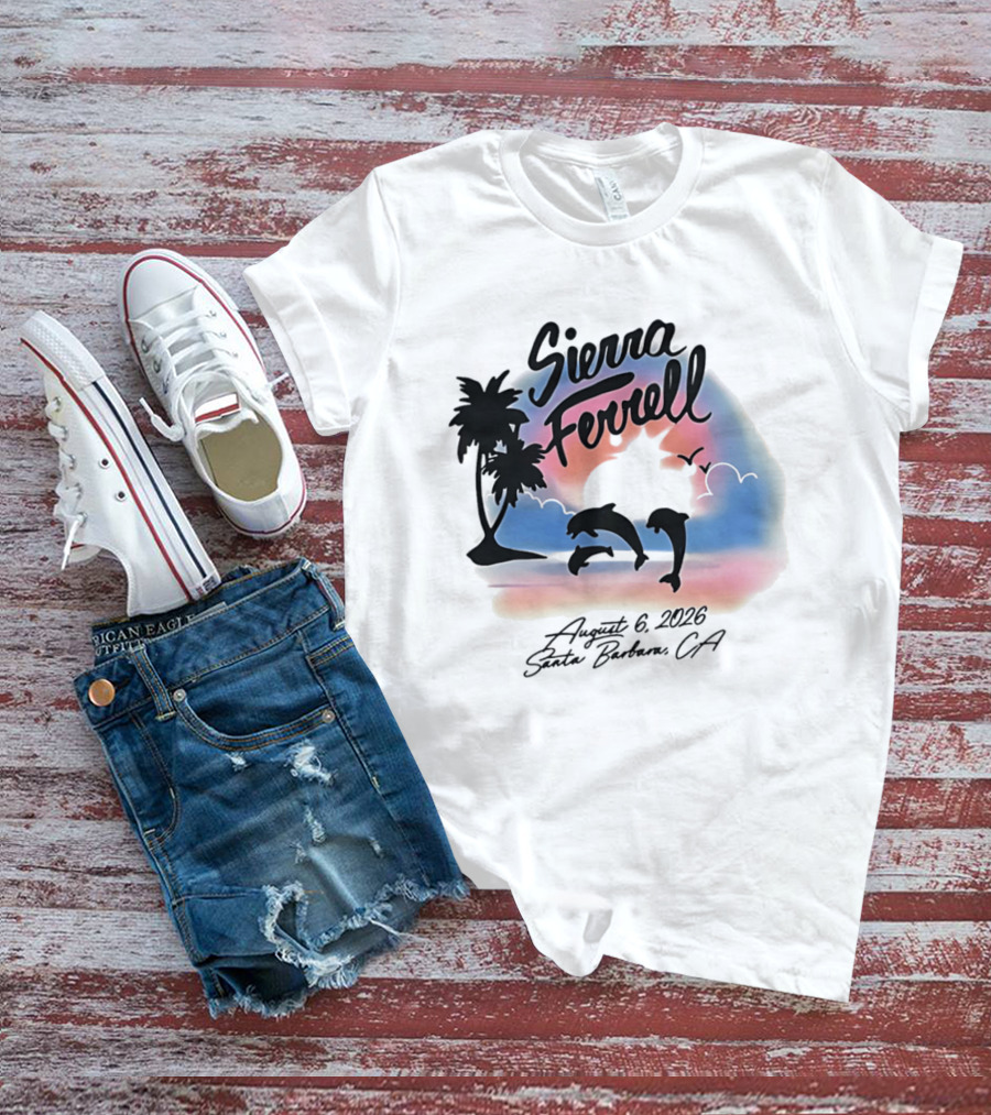 Sierra Ferrell August 6 2023 Santa Barbara CA Dolphins And Palm Trees T-Shirt