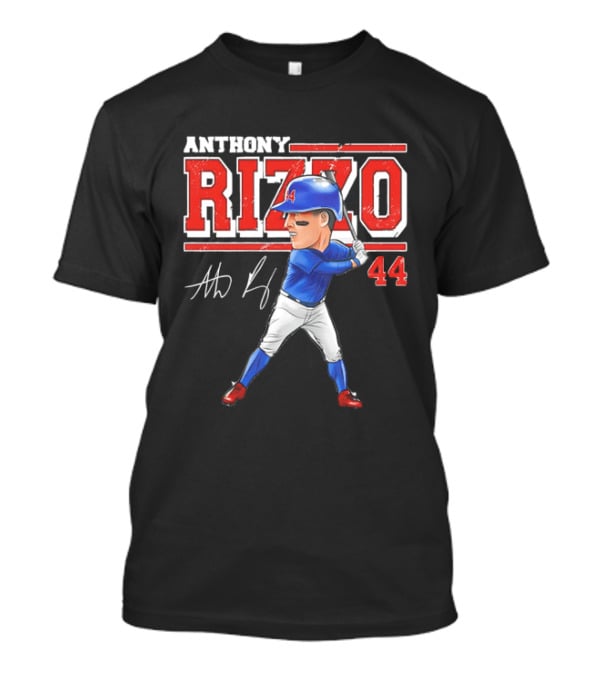 Anthony Rizzo 44 Baseball Player Caricature Batting Stance Distressed Signature T-Shirt
