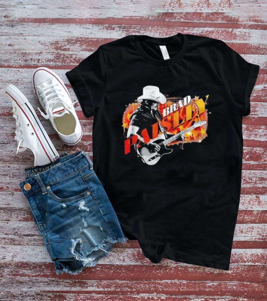 Brad Paisley Cowboy Hat Electric Guitar Musician Scene T-Shirt