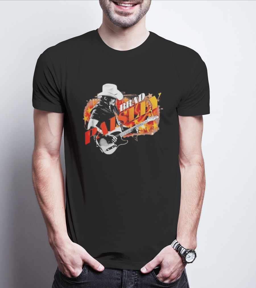 Brad Paisley Cowboy Hat Electric Guitar Musician Scene T-Shirt
