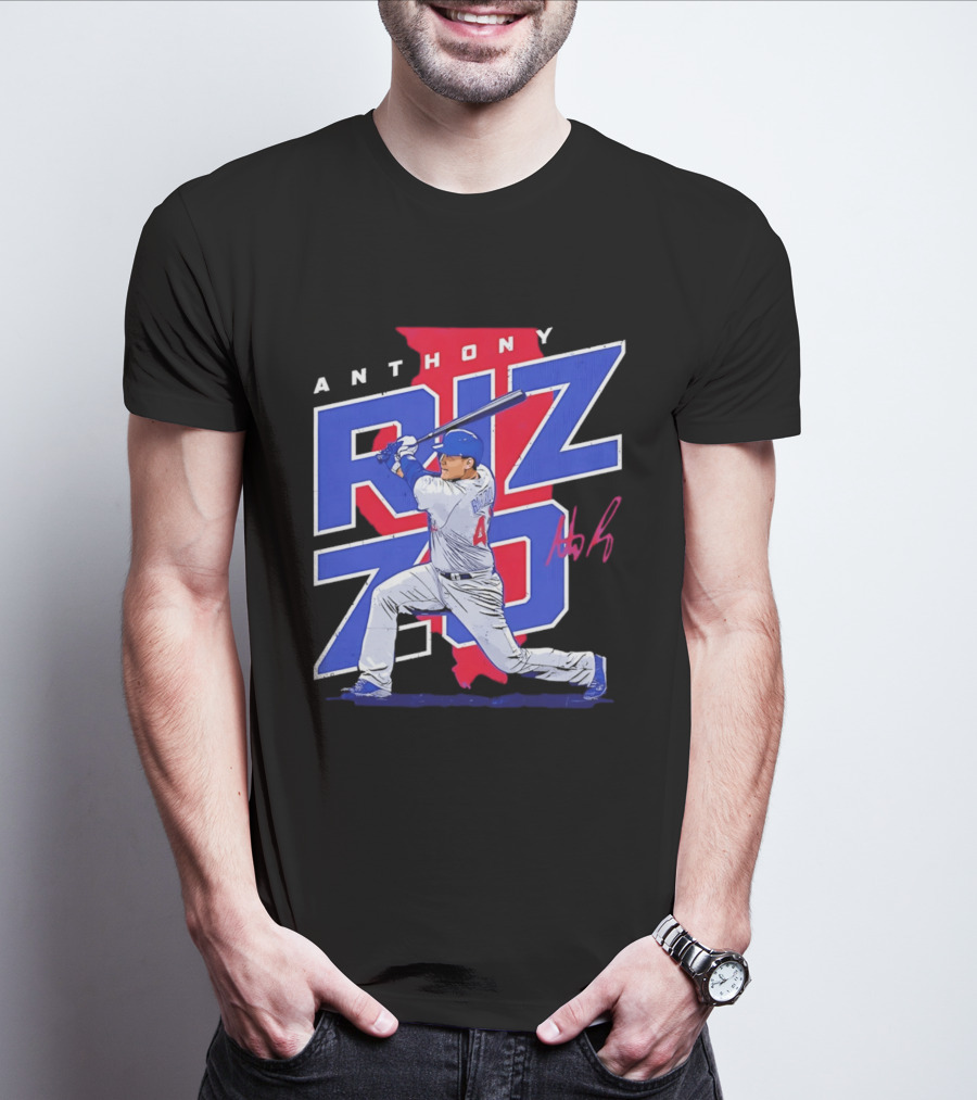 Anthony Rizzo 44 Chicago Cubs Batting Illinois Map T-Shirt