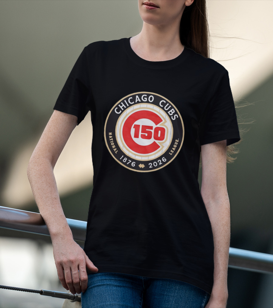 Chicago Cubs National League 150th Anniversary 1876 2026 Pinstripes T-Shirt