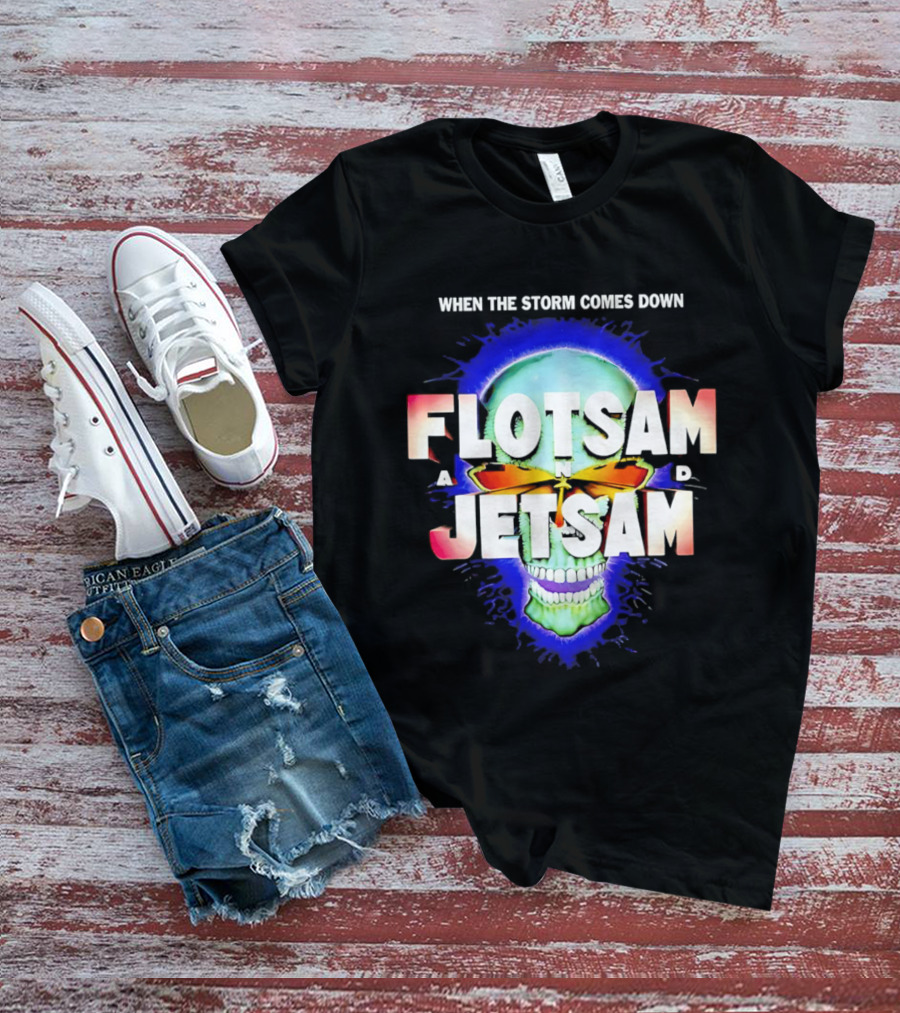Flotsam And Jetsam When The Storm Comes Down Green Skull Blue Aura T-Shirt