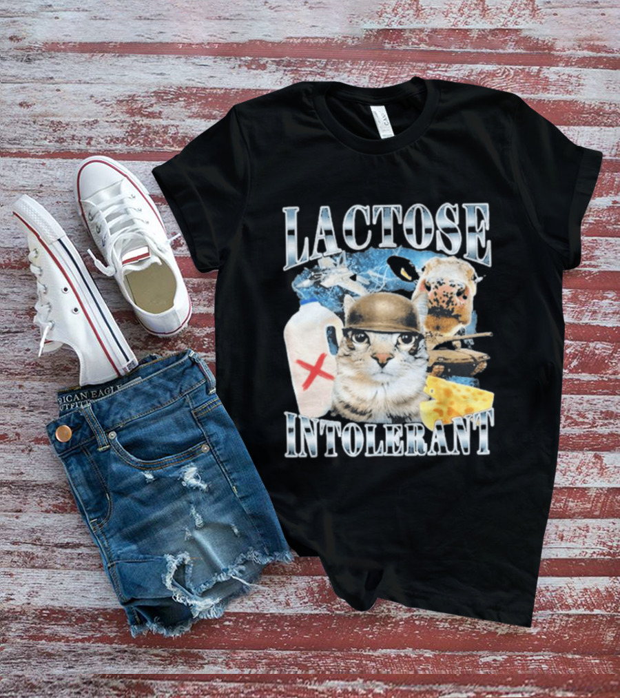 Lactose Intolerant Cat Cheese Cow Milk Jug T-Shirt
