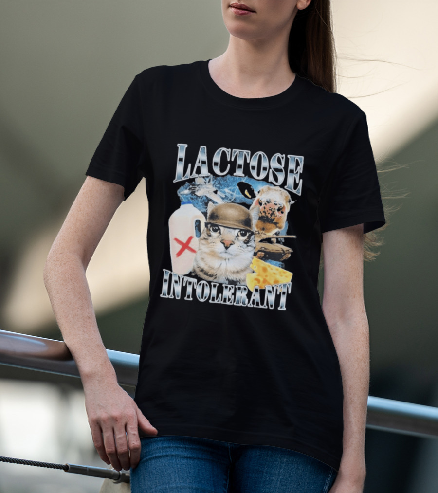 Lactose Intolerant Cat Cheese Cow Milk Jug T-Shirt