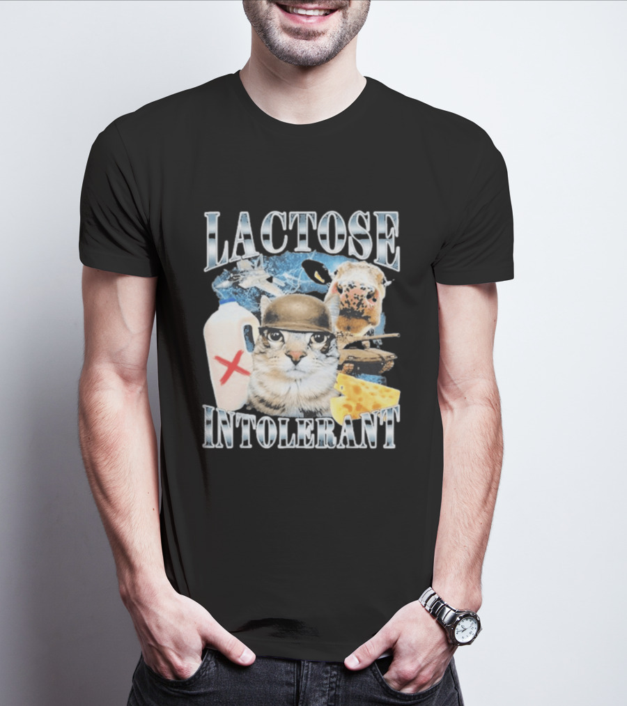 Lactose Intolerant Cat Cheese Cow Milk Jug T-Shirt
