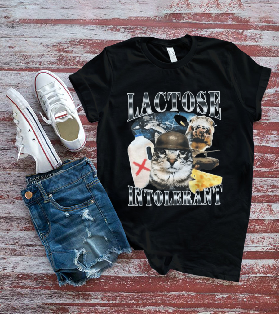 Lactose Tolerant Funny Cat Cheese Milk Jug Helmet Dog Spaceship T-Shirt