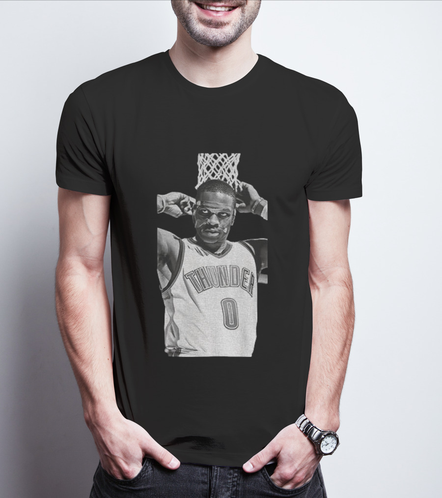 Russell Westbrook Masked OKC Thunder Basketball Legend Iconic Number 0 T-Shirt