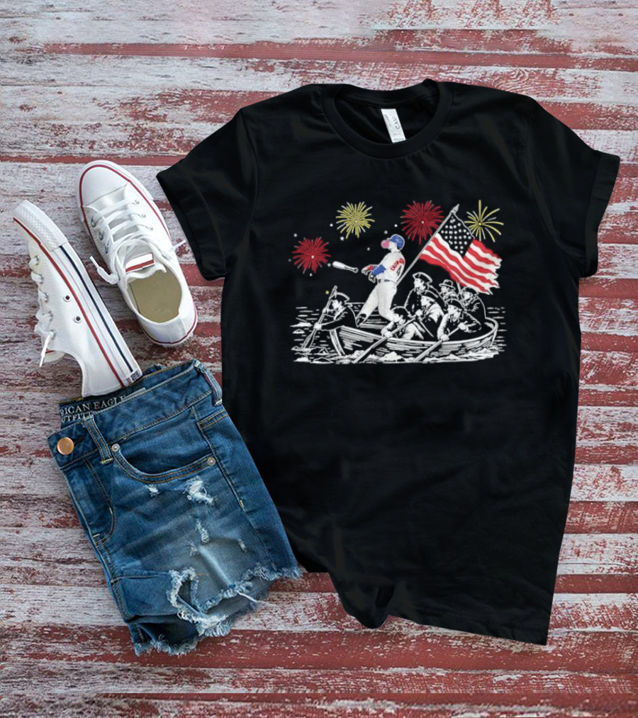 Players Crow Armstrong Patriotic Baseball Batting With American Flag And Revolutionary Boat T-Shirt