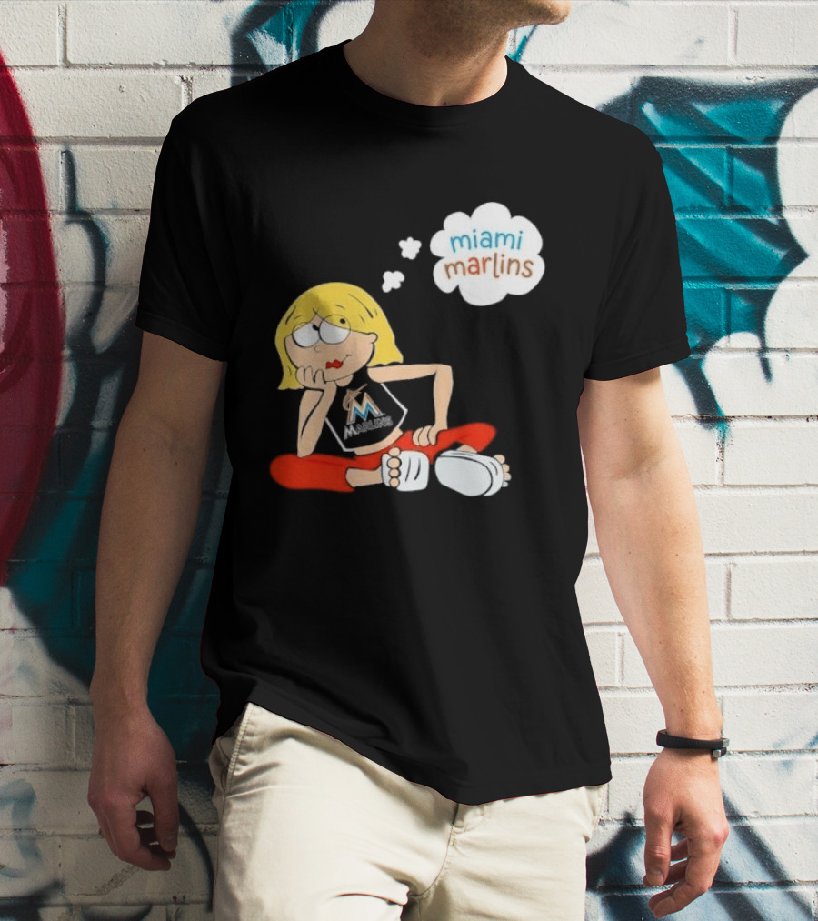 Miami Marlins MLB Cartoon Lizzie McGuire Blonde Girl Fan T-Shirt