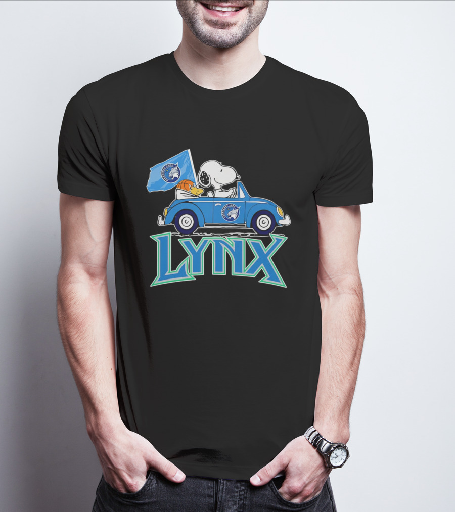 Minnesota Lynx Snoopy Driving Beetle Car With Team Flag T-Shirt