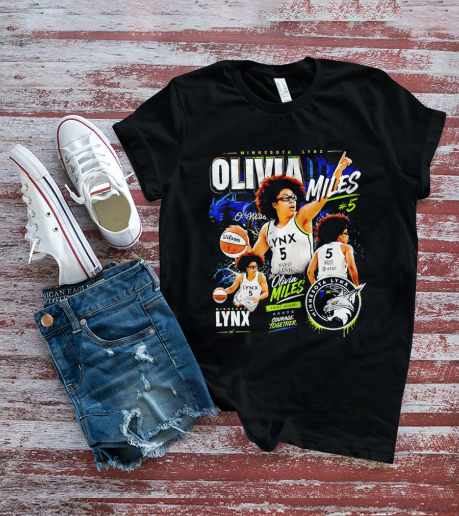 Minnesota Lynx Olivia Miles Number 5 Courage Together Basketball Player T-Shirt