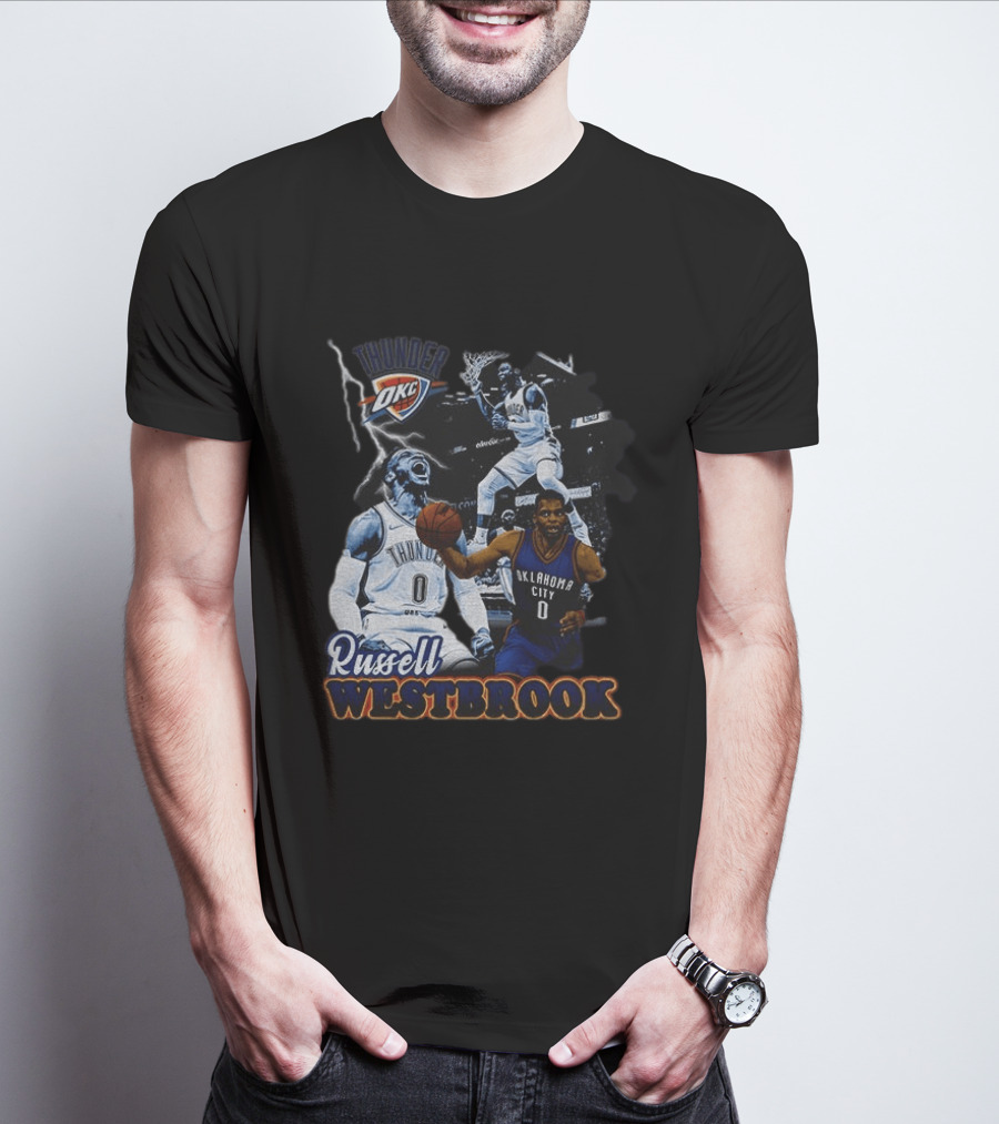 Russell Westbrook OKC Thunder Basketball Legend Collage T-Shirt
