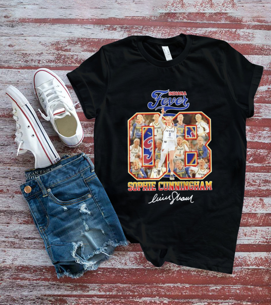 Indiana Fever Sophie Cunningham No 8 Collage WNBA T-Shirt