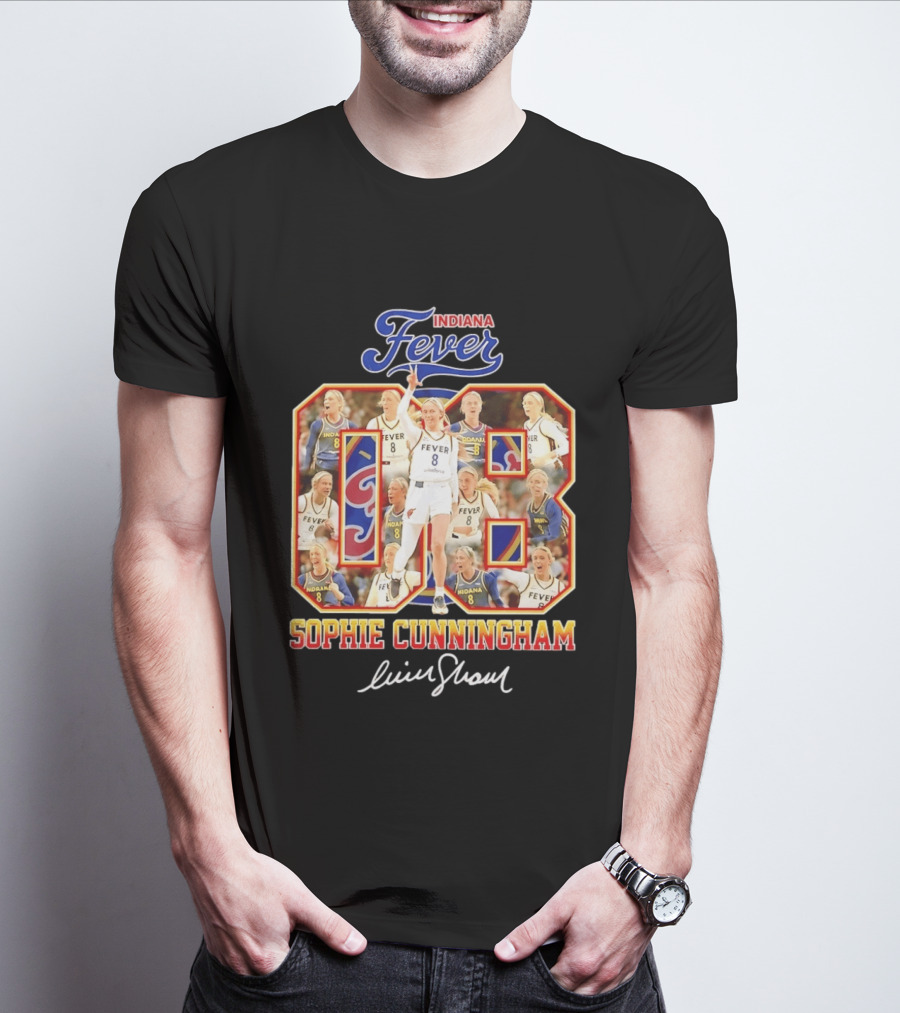 Indiana Fever Sophie Cunningham No 8 Collage WNBA T-Shirt