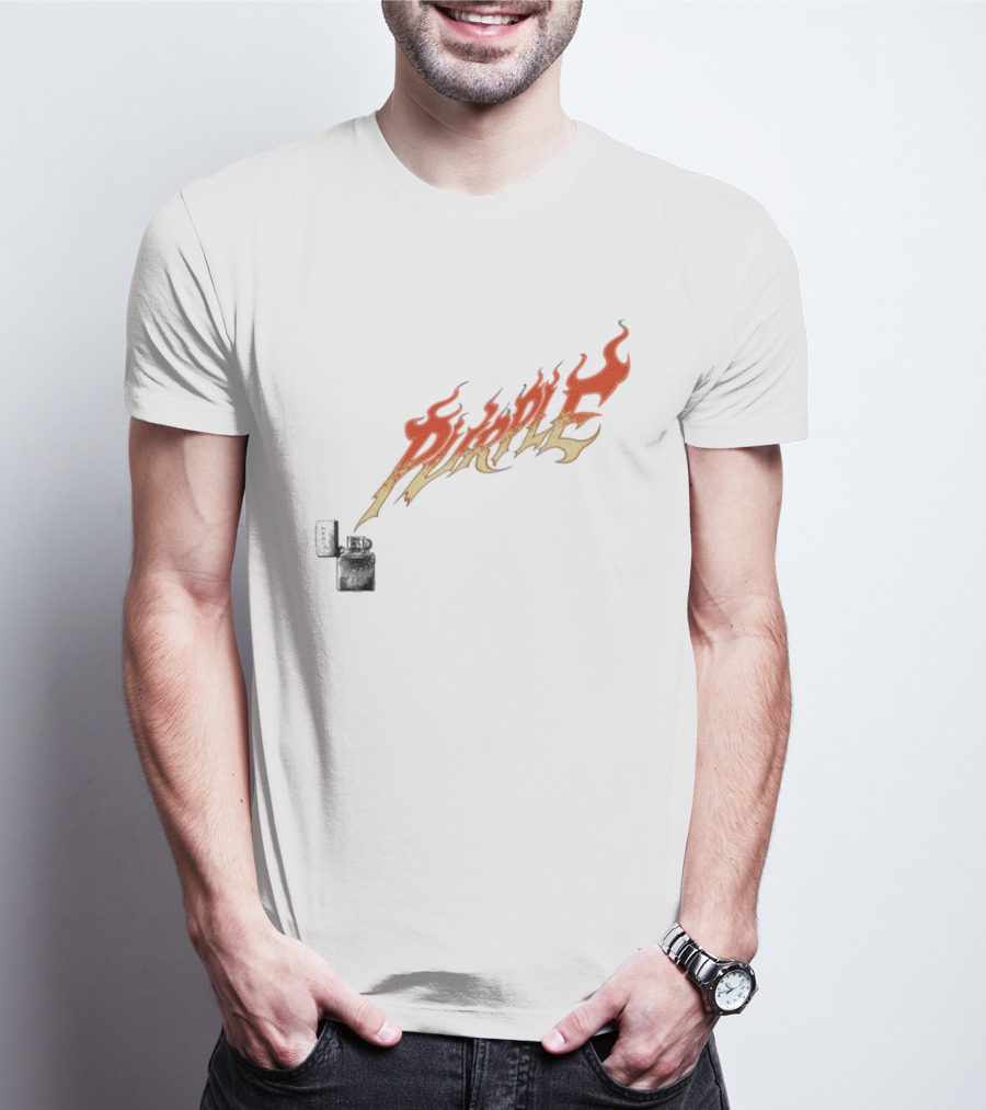 Purple Light My Fire Flame Zippo T-Shirt
