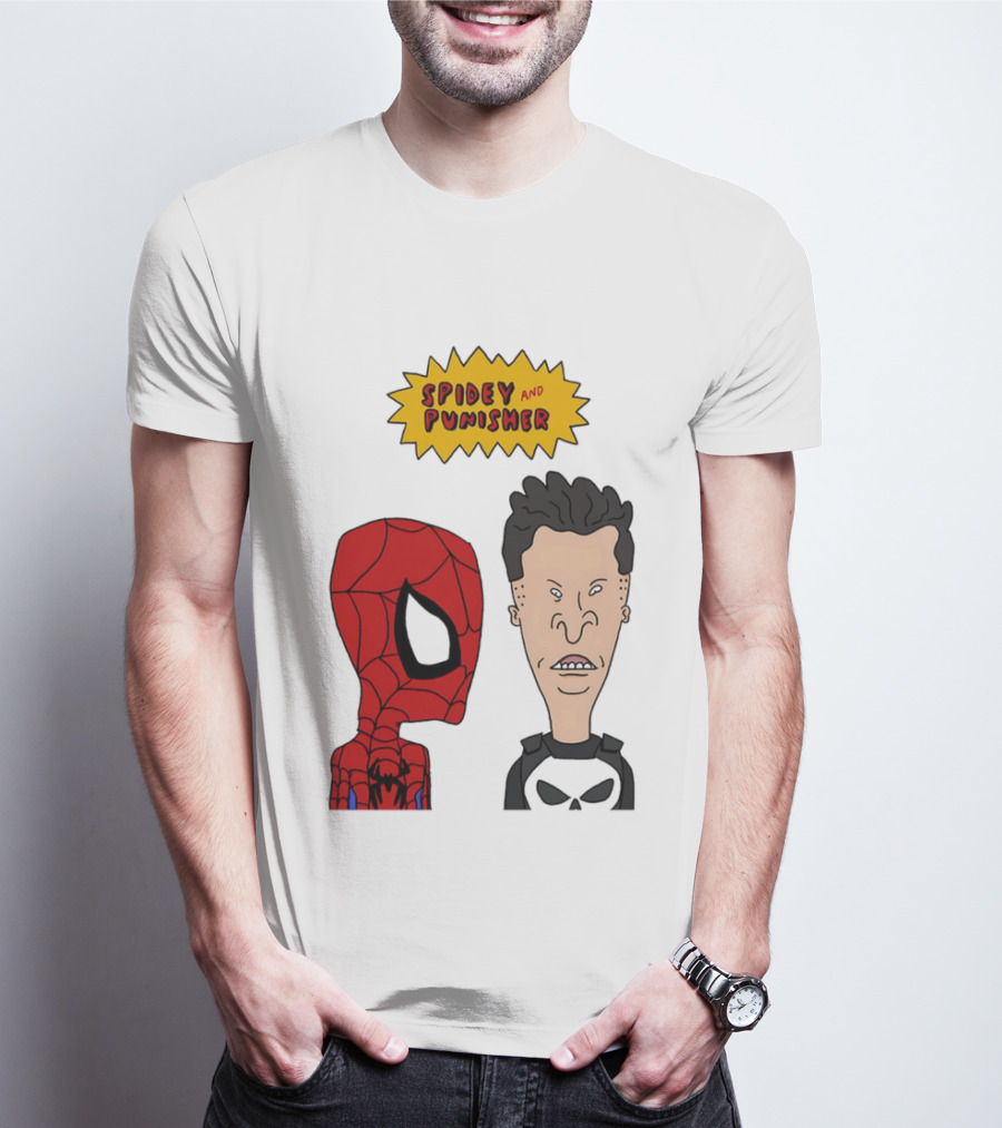Beavis And Butt Head Spider Man Punisher Parody Marvel Mashup T-Shirt