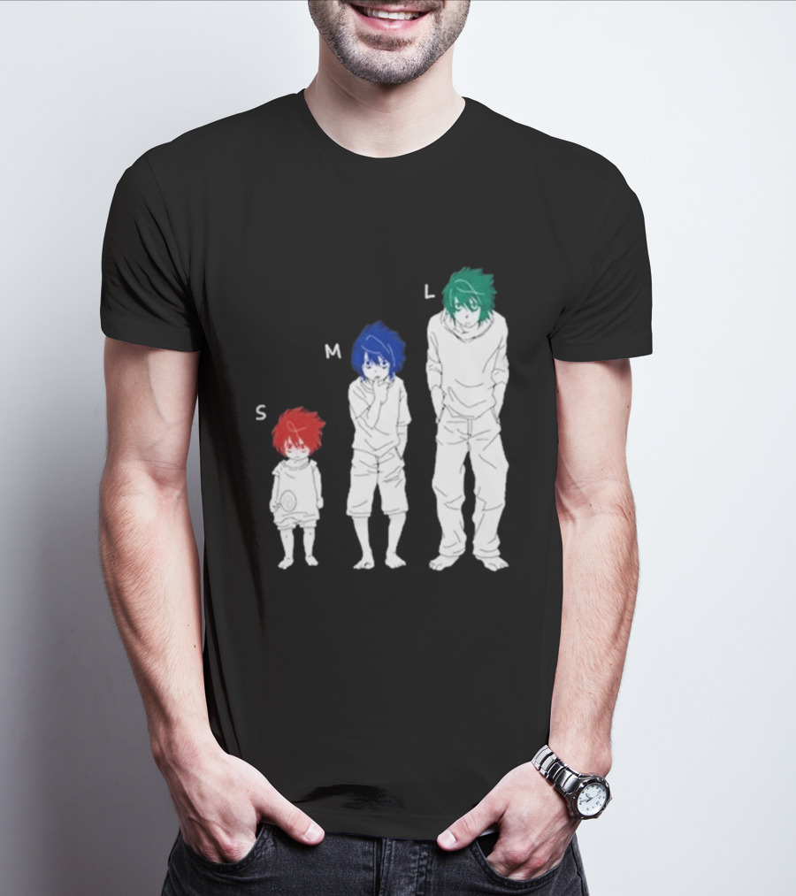 Anime Death Note L Character Evolution Sizes S M L T-Shirt