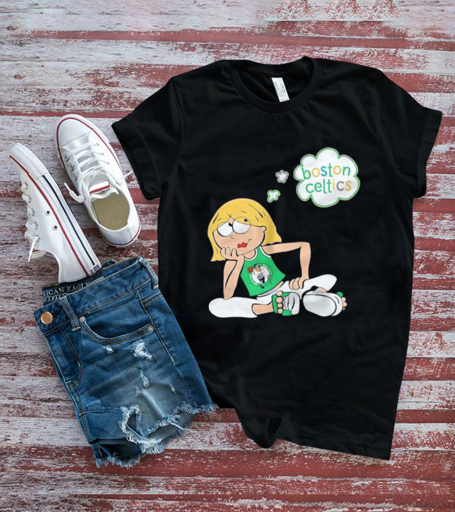 Boston Celtics NBA Cartoon Girl Sitting Thought Bubble T-Shirt