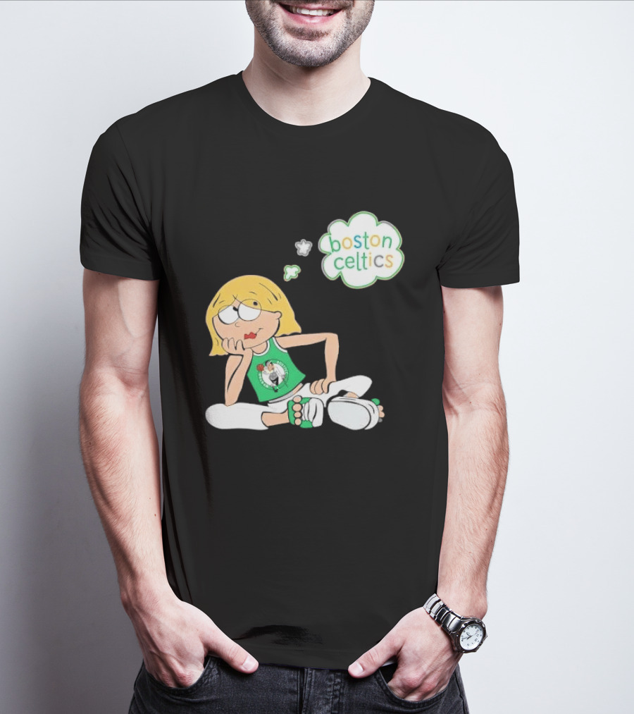 Boston Celtics NBA Cartoon Girl Sitting Thought Bubble T-Shirt