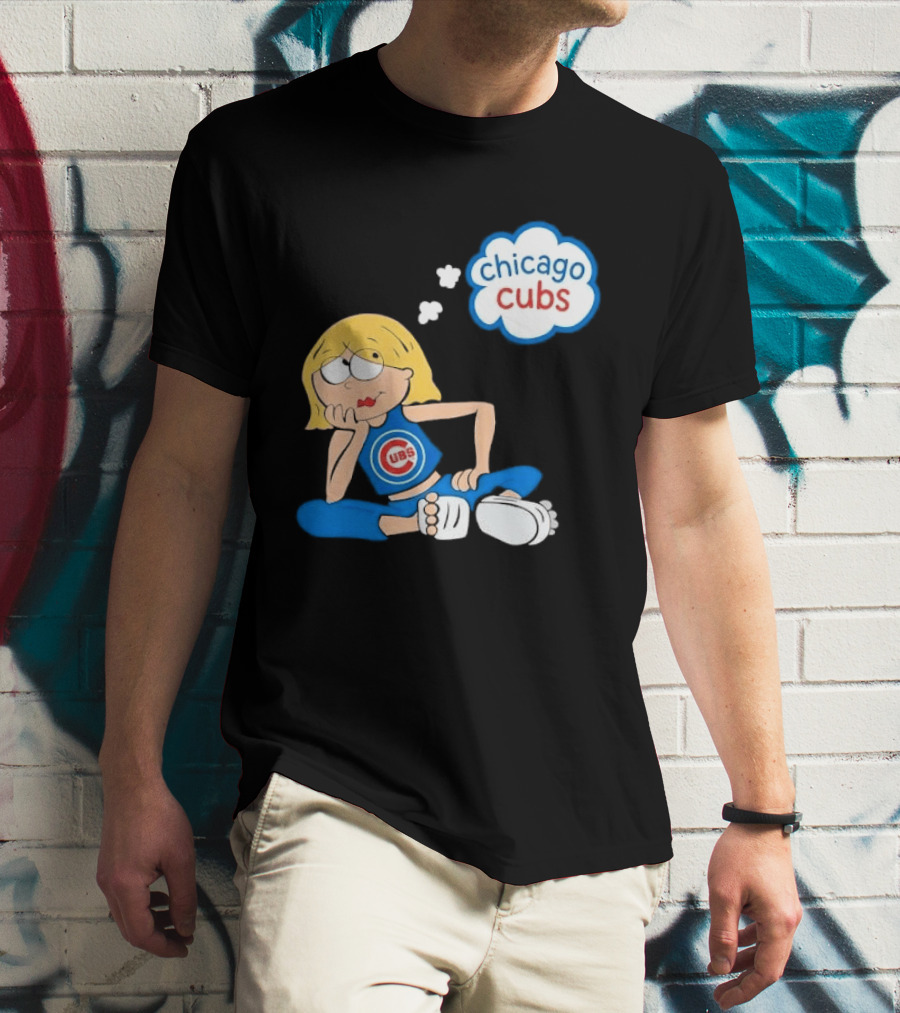 Chicago Cubs MLB Blonde Cartoon Girl Sitting Thought Bubble T-Shirt