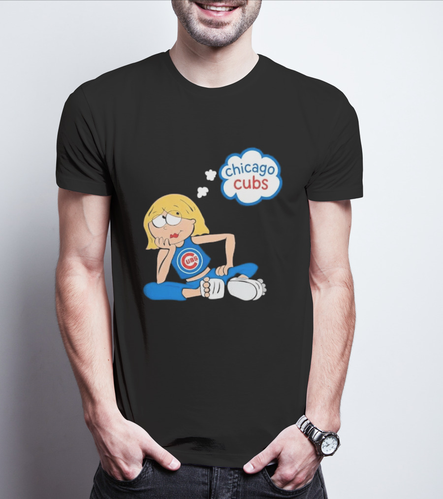 Chicago Cubs MLB Blonde Cartoon Girl Sitting Thought Bubble T-Shirt