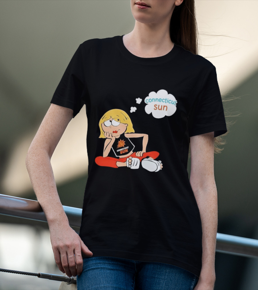 Connecticut Sun WNBA Cartoon Blonde Girl Thought Bubble T-Shirt