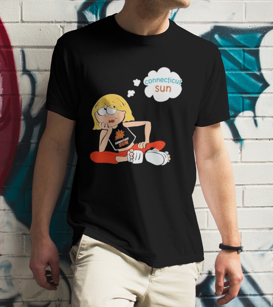 Connecticut Sun WNBA Cartoon Blonde Girl Thought Bubble T-Shirt