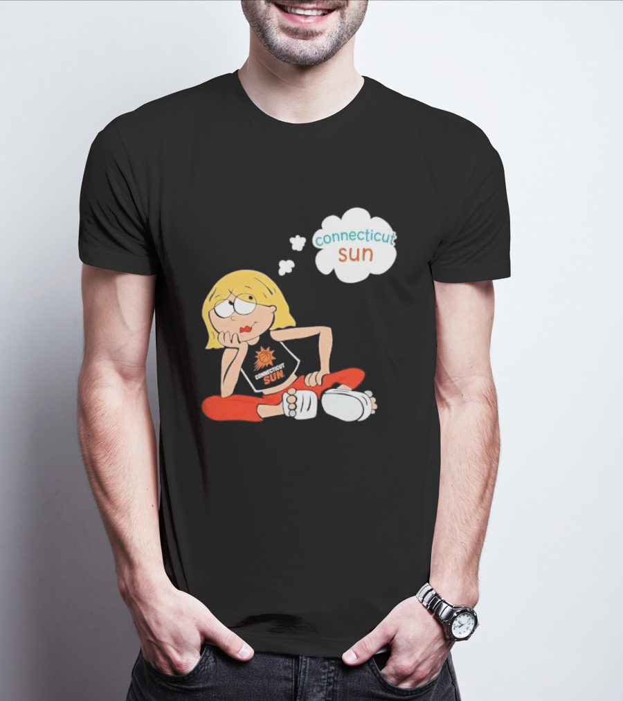 Connecticut Sun WNBA Cartoon Blonde Girl Thought Bubble T-Shirt