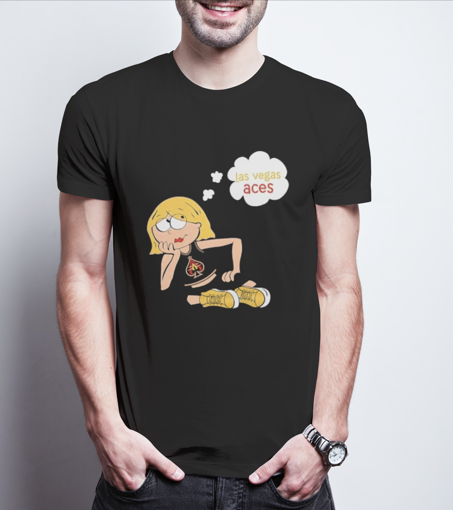 Las Vegas Aces WNBA Blonde Cartoon Girl Thought Bubble T-Shirt