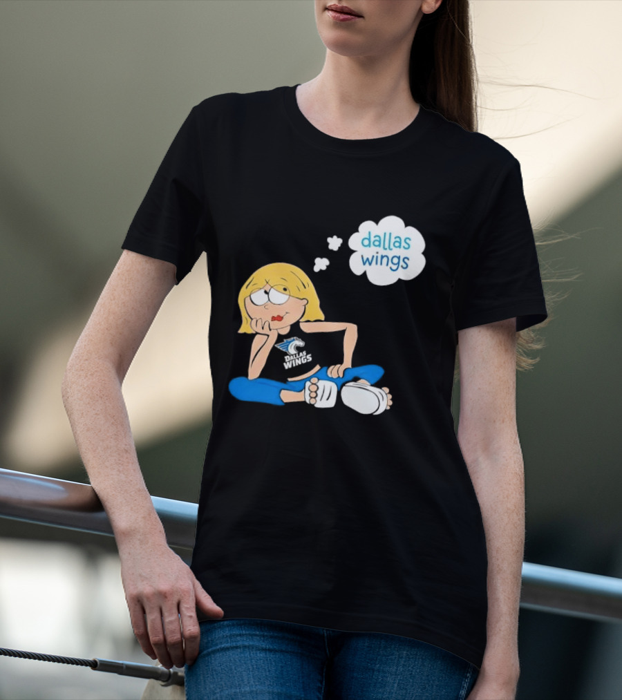 Dallas Wings WNBA Cartoon Blonde Girl Daydreaming Thought Bubble T-Shirt
