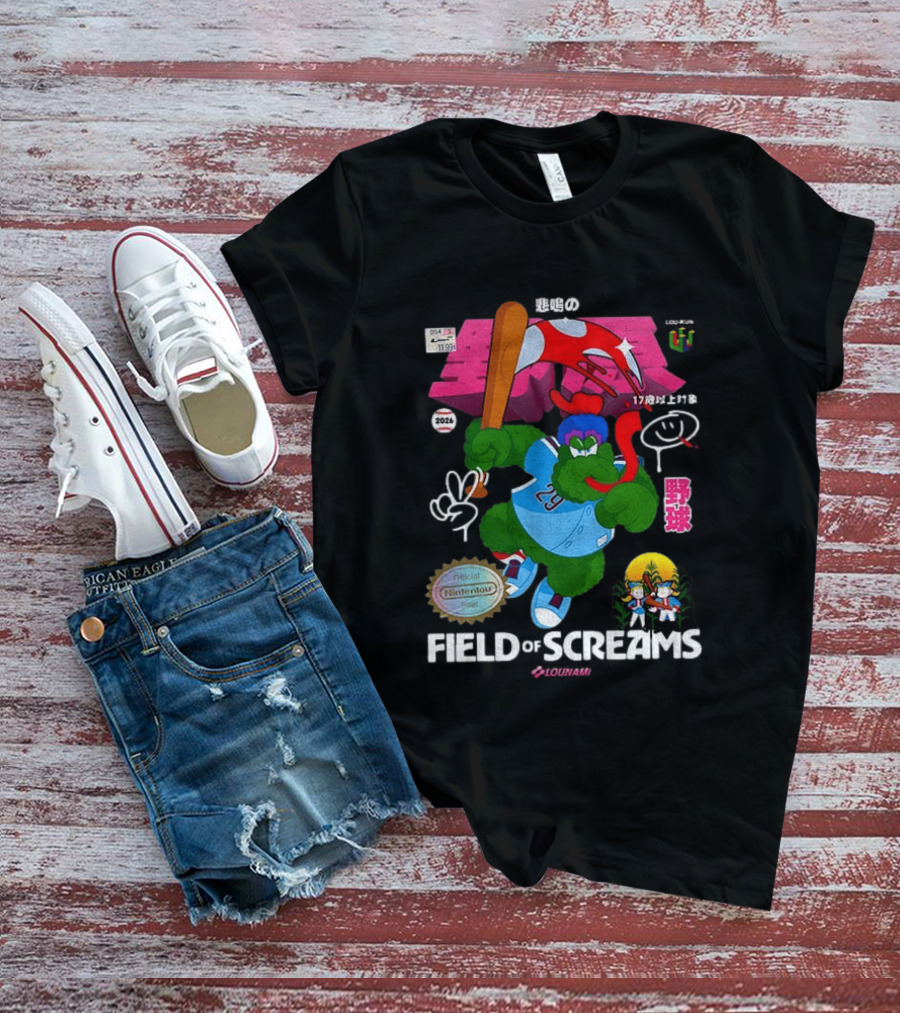 MLB 2026 Phillies Vs Twins Field Of Screams Featuring Konami Nintendo Baseball T-Shirt