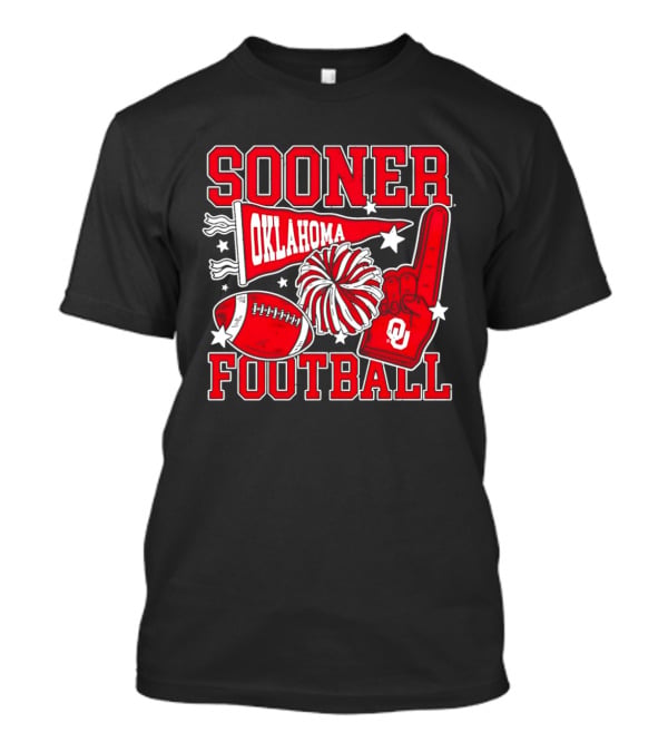 Oklahoma Sooners Football Sooner OU Pom Pom Foam Finger Pennant T-Shirt