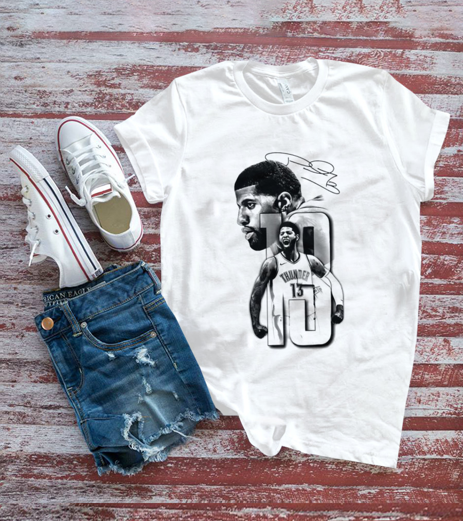 Paul George Oklahoma City Thunder Basketball Player Sketch T-Shirt
